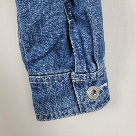 VTG Express Jacket Womens Medium Blue Denim Jean Zip Collared 90s Short Collared - Picture 6 of 10